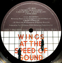 Load image into Gallery viewer, Wings (2) : Wings At The Speed Of Sound (LP, Album)