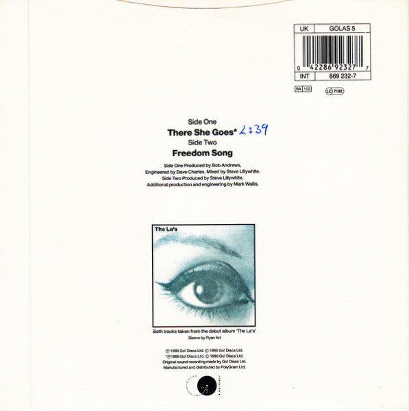 The La's – There She Goes 7” 2008Reissue The La's – There She Goes – Vinyl (Paper Labels, 7
