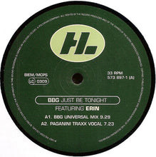 Load image into Gallery viewer, BBG Featuring Erin Lordan : Just Be Tonight (12")