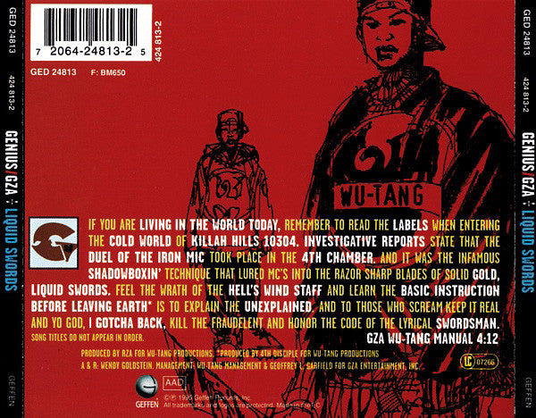 Buy Genius* / GZA : Liquid Swords (CD, Album, RP) online for the lowest price at Strummer Room Records Buy Genius* / GZA : Liquid Swords (CD, Album, RP) online for the lowest price at Strummer Room Records
