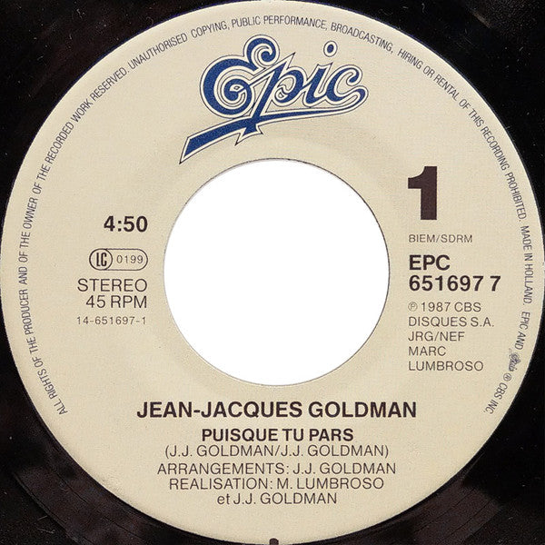 Jean-Jacques Goldman - Puisque tu pars (Clip officiel) 