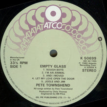 Load image into Gallery viewer, Pete Townshend : Empty Glass (LP, Album)