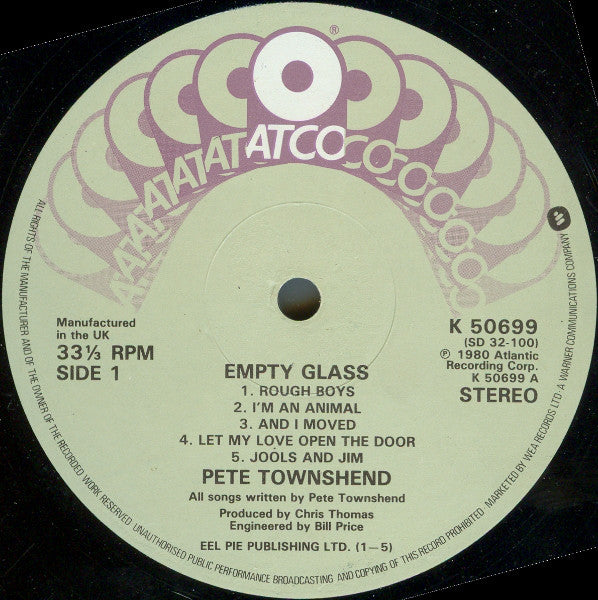 Pete Townshend - Empty Glass (Vinyle Neuf) main image 0