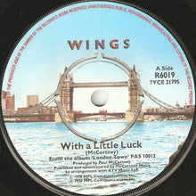 Load image into Gallery viewer, Wings (2) : With A Little Luck (7", Single, Kno)