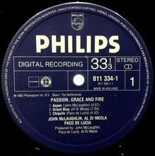 Load image into Gallery viewer, John McLaughlin, Al Di Meola, Paco De Lucia* : Passion, Grace & Fire (LP, Album)