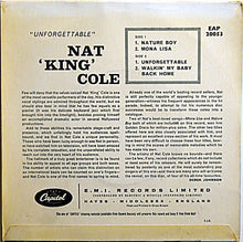 Load image into Gallery viewer, Nat King Cole : Unforgettable (7", EP, Mono)