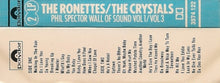 Load image into Gallery viewer, The Ronettes / The Crystals : Phil Spector Wall Of Sound Vol 1 / Vol 3 (Cass, Comp, Mono, RE)