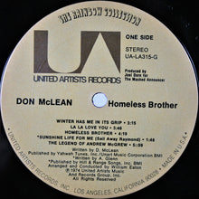 Load image into Gallery viewer, Don McLean : Homeless Brother (LP, Album, Ter)
