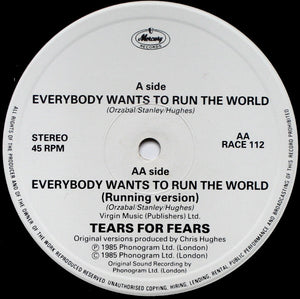 Tears For Fears : Everybody Wants To Run The World (12", Single)