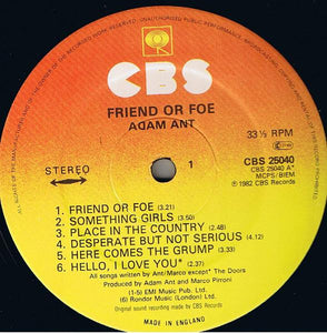 Adam Ant : Friend Or Foe (LP, Album)