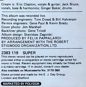 Cream (2) : Live Cream Vol II (LP, Album)