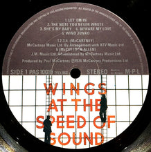 Load image into Gallery viewer, Wings (2) : Wings At The Speed Of Sound (LP, Album)
