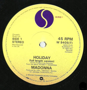 Madonna : Holiday (12", Single, RE)