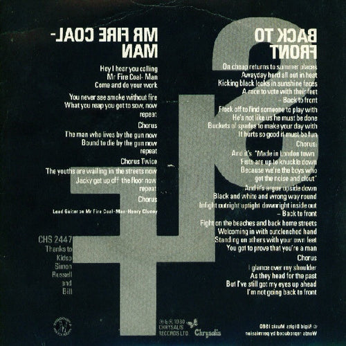 Stiff Little Fingers : Back To Front / Mr Fire Coal-Man (7