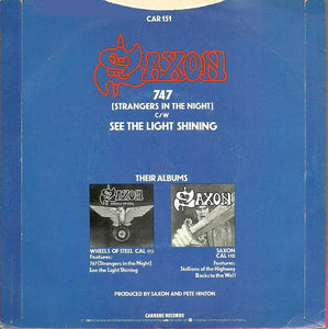 Saxon : 747 (Strangers In The Night) (7", Single, Dam)