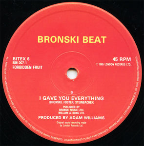 Bronski Beat : Hit That Perfect Beat (12", Single, Red)