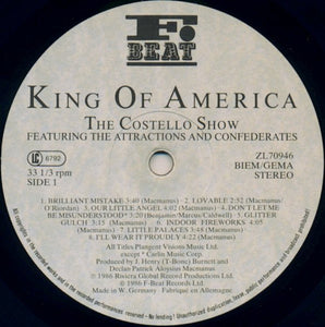 The Costello Show Featuring The Attractions And Confederates* : King Of America (LP, Album)
