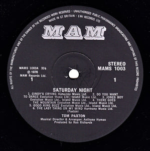 Tom Paxton : Saturday Night (LP, Album)