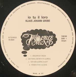 Klaus Johann Grobe : Io Tu Il Loro (LP, Album)