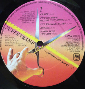 Supertramp : "...Famous Last Words..." (LP, Album)