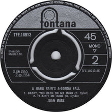 Load image into Gallery viewer, Joan Baez : A Hard Rain&#39;s A-Gonna Fall (7&quot;, EP, Mono, 3-p)
