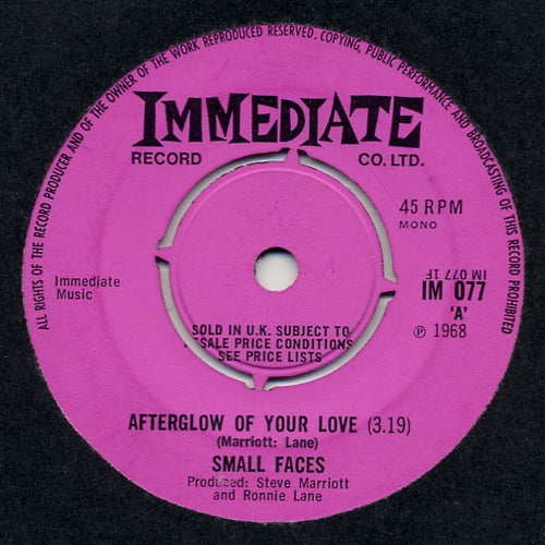 Small Faces : Afterglow Of Your Love / Wham Bam Thank You Man (7