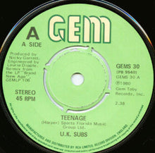 Load image into Gallery viewer, UK Subs : Teenage (7&quot;, Single)
