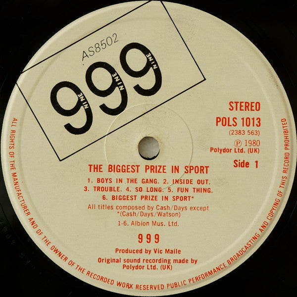 Buy 999 : The Biggest Prize In Sport (LP, Album) online for the lowest ...