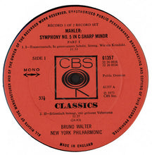 Load image into Gallery viewer, Bruno Walter, Mahler*, New York Philharmonic : Symphony No. 5 / Symphony No. 4 (2xLP, Comp, Mono)

