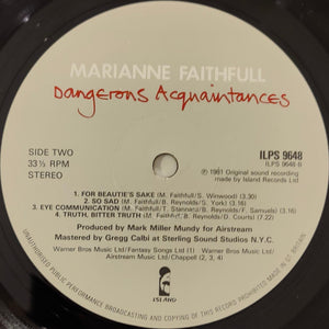 Marianne Faithfull : Dangerous Acquaintances (LP, Album)