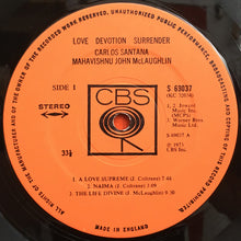 Load image into Gallery viewer, Carlos Santana / John McLaughlin : Love Devotion Surrender (LP, Album, Gat)
