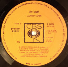 Load image into Gallery viewer, Leonard Cohen : Live Songs (LP, Album)
