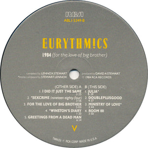 Eurythmics : 1984 (For The Love Of Big Brother) (LP, Album, Ind)