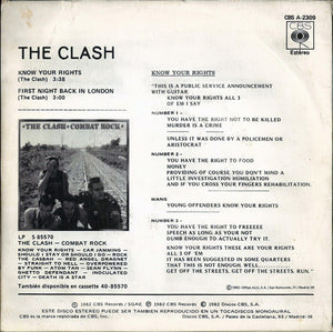 The Clash : Know Your Rights (7", S/Sided, Promo)