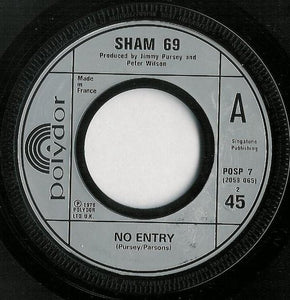 Sham 69 : Hurry Up Harry / No Entry (7", Single)