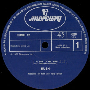 Rush : Closer To The Heart (12", Single)