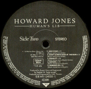 Howard Jones : Human's Lib (LP, Album, Bla)