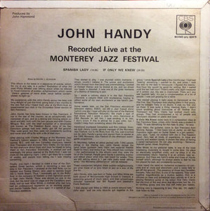 John Handy : Recorded Live At The Monterey Jazz Festival (LP, Album, Mono)
