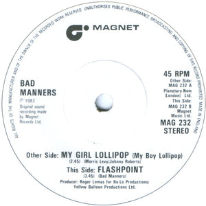 Bad Manners : My Girl Lollipop (7", Single, Sol)