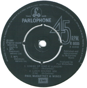 Paul McCartney : Coming Up (7", Single)