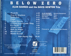 Alan Barnes And The David Newton Trio : Below Zero (CD, Album)