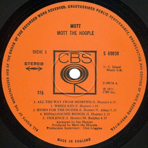 Mott The Hoople : Mott (LP, Album, Gat)