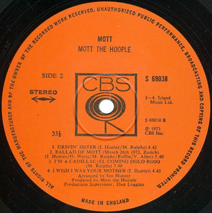 Mott The Hoople : Mott (LP, Album, Gat)