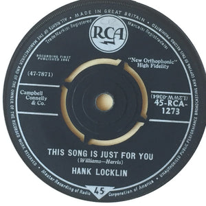 Hank Locklin : From Here To There To You  (7", Single)