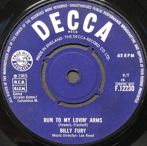 Billy Fury : Run To My Lovin' Arms (7
