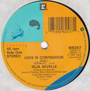 Taja Sevelle : Love Is Contagious (7", Single, Alt)