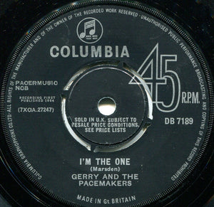 Gerry & The Pacemakers : I'm The One (7", Single)