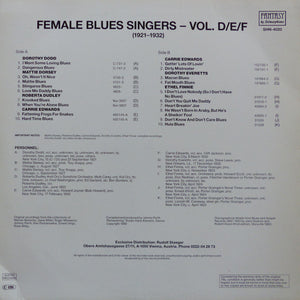 Various : Female Blues Singers Volume D/E/F (1921-1932) (LP, Comp, Mono)