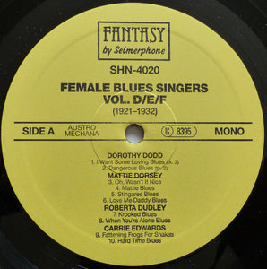 Various : Female Blues Singers Volume D/E/F (1921-1932) (LP, Comp, Mono)