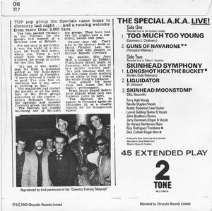The Special A.K.A.* Featuring Rico* : Too Much Too Young (7", EP, Single, Sil)